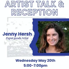 Stop by on Wednesday May 20th and learn all about our environmental artist in residence Jenny Hersh! 

Located at the Champion Gallery- Visual Art Center
24 Amelia drive