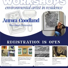 Sign Up Now! 
Are you interested in printmaking, woodblock carving or environmental art? Sign up for classes with our Environmental Artist in Residence Aurora! 
Classes through April will fill up soon, try to get in before its too late!

Visit our website for sign up and additional details!