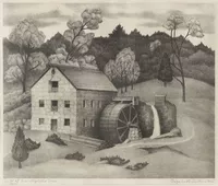 Mill at the Wayside Inn - stone lithograph
