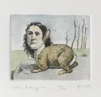 John James Audubon as a California Brush Rabbit - etching