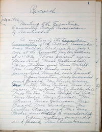 Record of First Executive Committee Meeting, 7/3/1946 - page 1